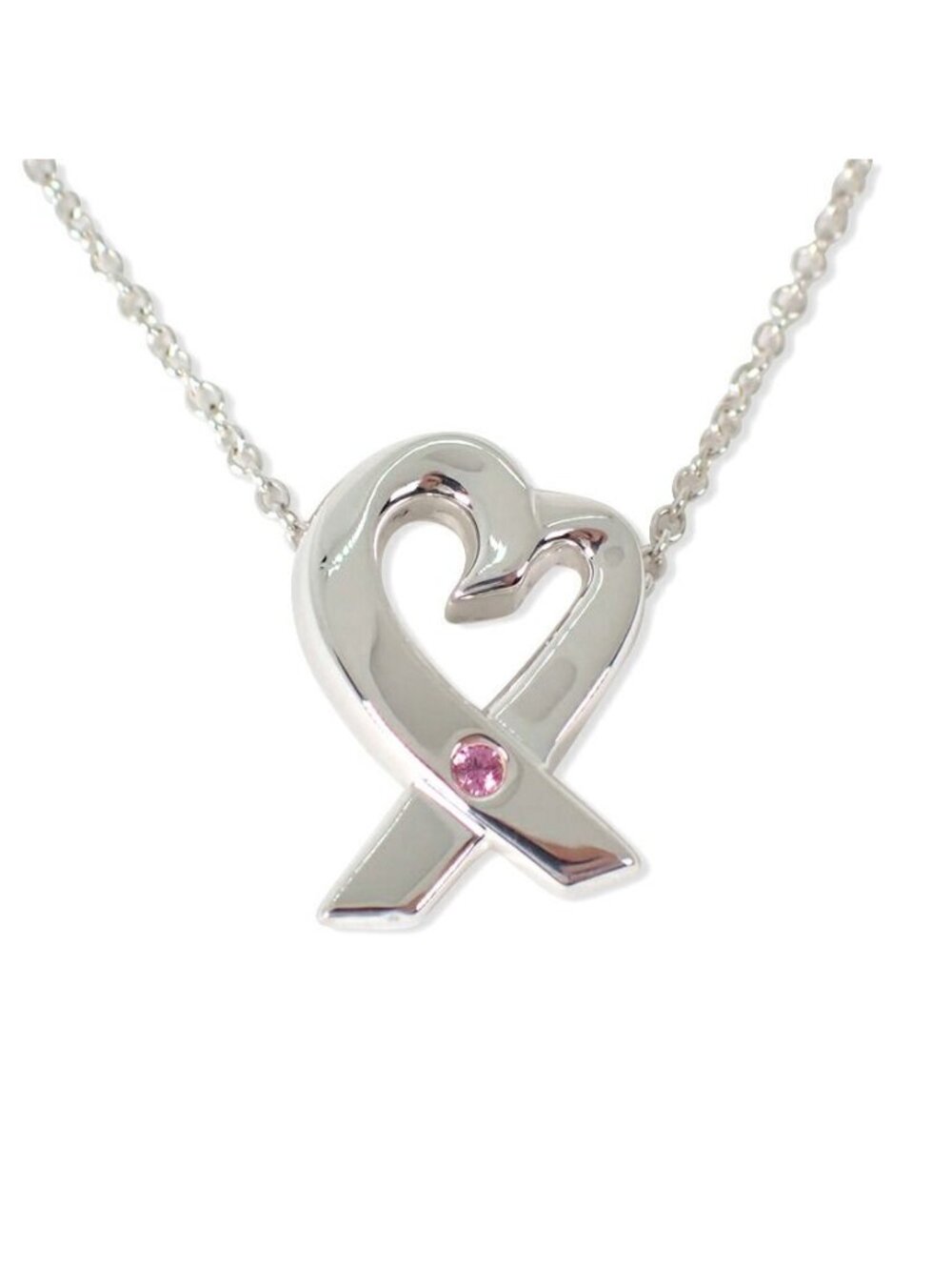 Tiffany & Co 925 Loving Heart Pink Sapphire Pendant